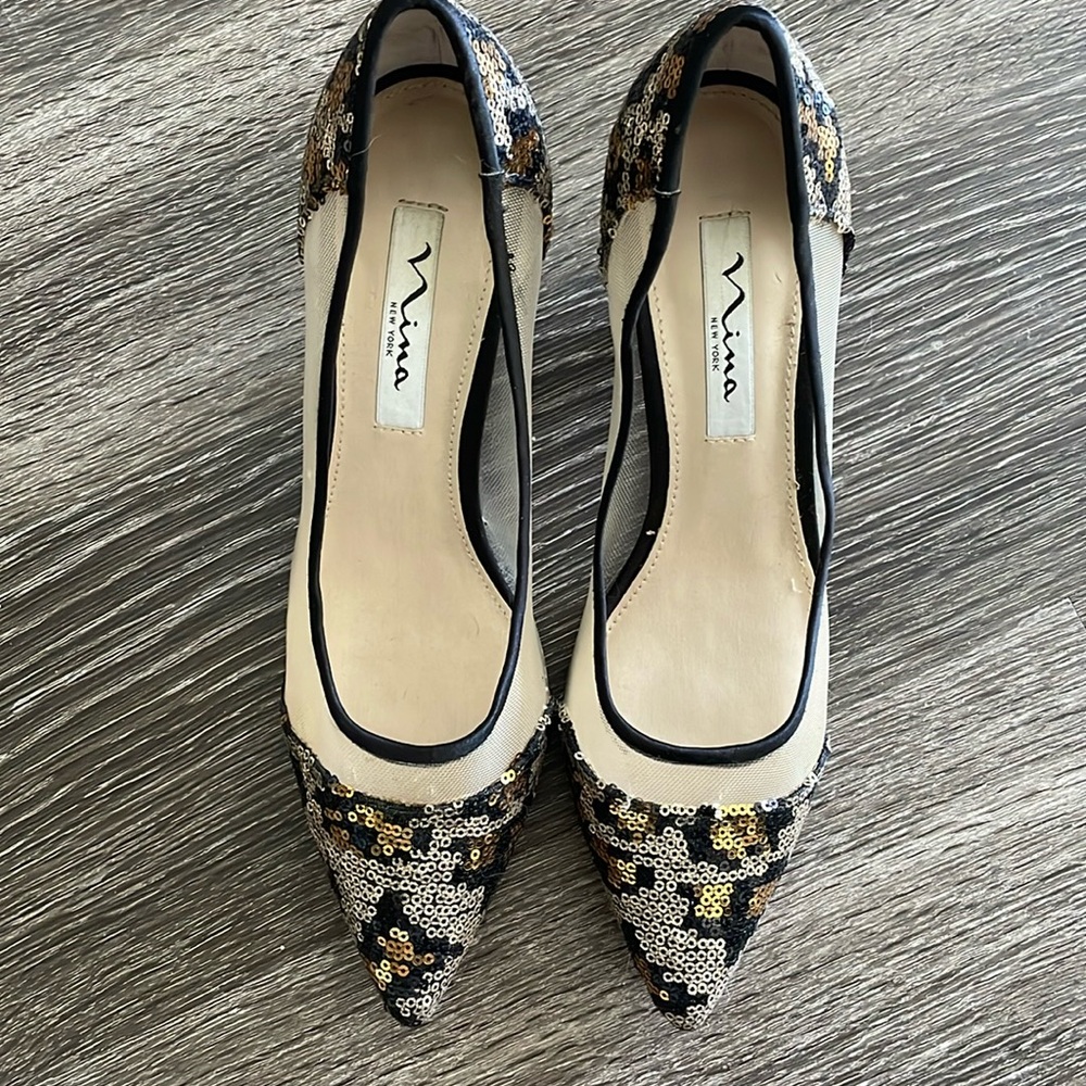 Nina Leopard Sequin Heels